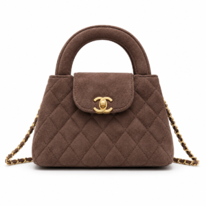 Quilted Suede Top Handle Bag