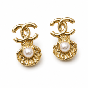 Chanel CC Pearl Shell Earrings