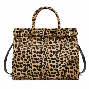 Leopard Print Structured Tote Bag