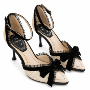 Lace Bow Slingback Heels